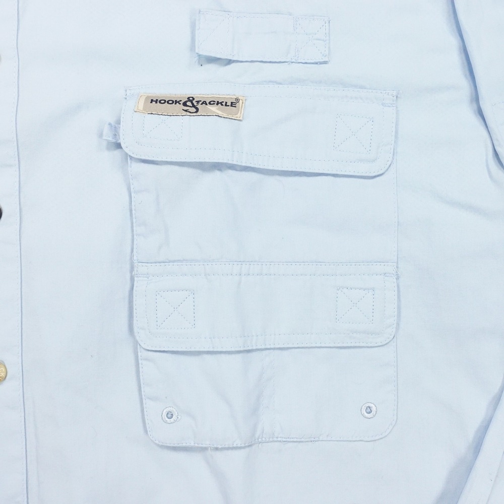 Hook & Tackle Fishing Shirt Men's XL Vented Back Mesh Light Blue - Picture 4 of 9
